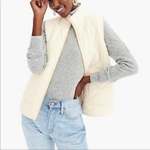 J. Crew Cream Quilted Puffer Vest